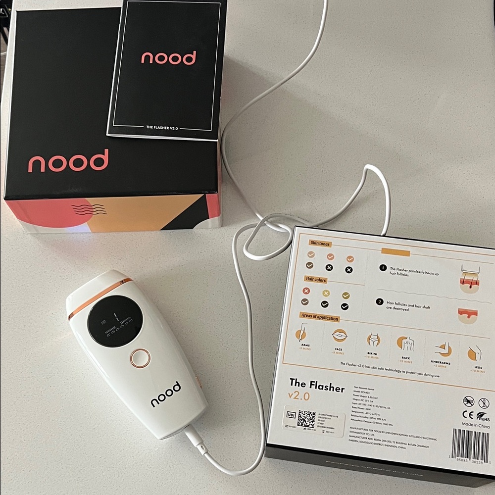 Nood The Flasher v2.0 White and Orange Hair Removal Device